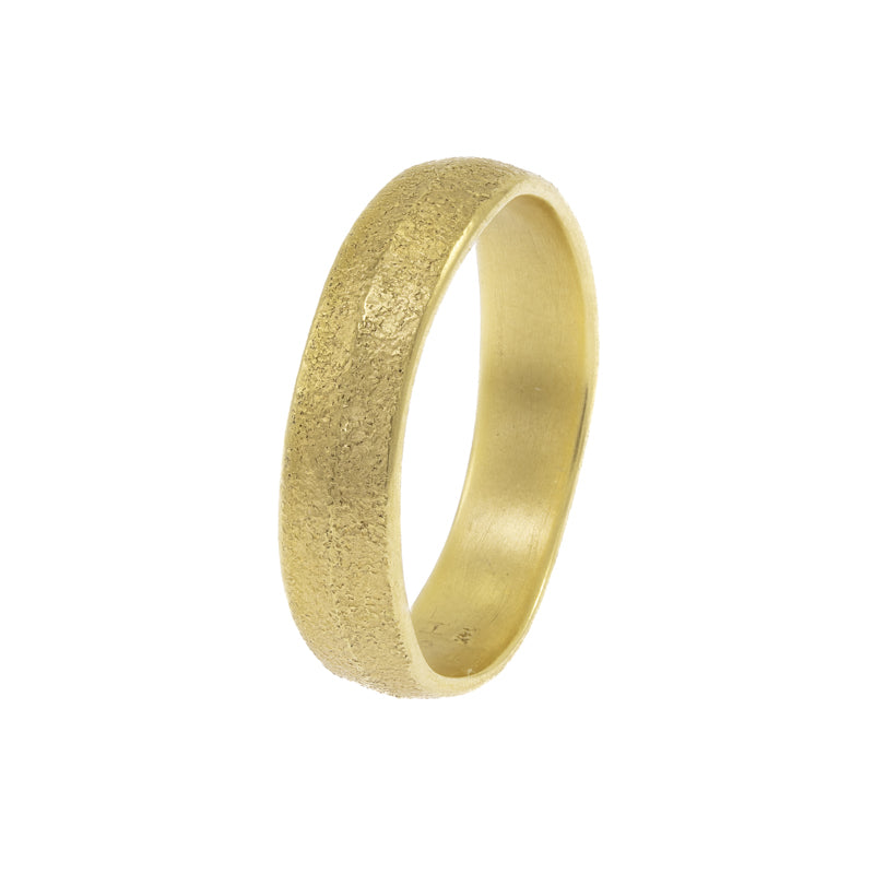 14K Gold Organic Leaf Band - Hozoni Designs