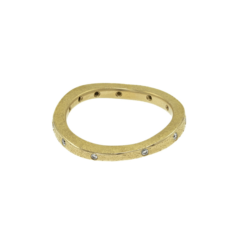 14K Gold Thin Organic Eternity Band With White Diamonds - Hozoni Designs