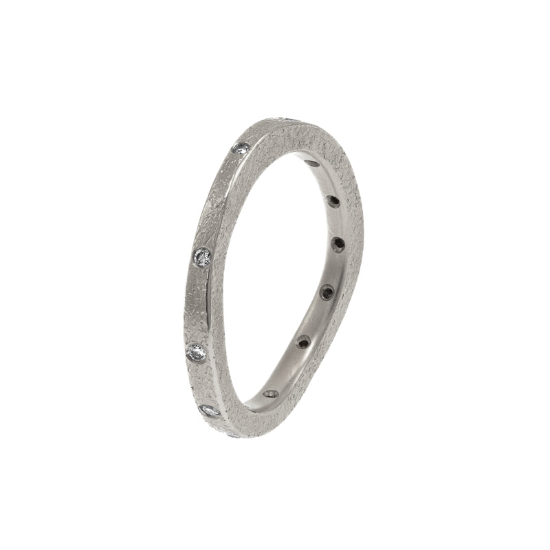 14K Gold Thin Organic Eternity Band With White Diamonds - Hozoni Designs