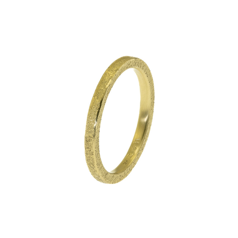 14K Gold Thin Rustic Band - Hozoni Designs