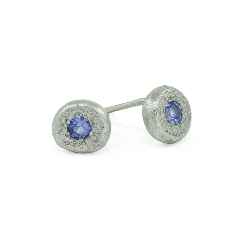 14K Gold Button Stud Earrings - Various Gemstones - Hozoni Designs