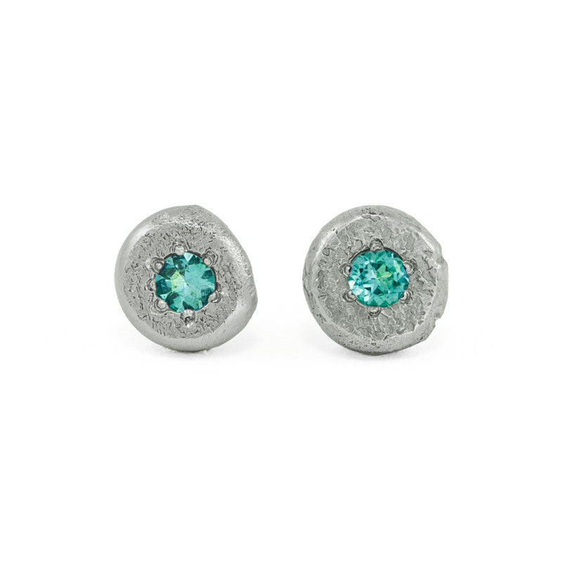 14K Gold Button Stud Earrings - Various Gemstones - Hozoni Designs