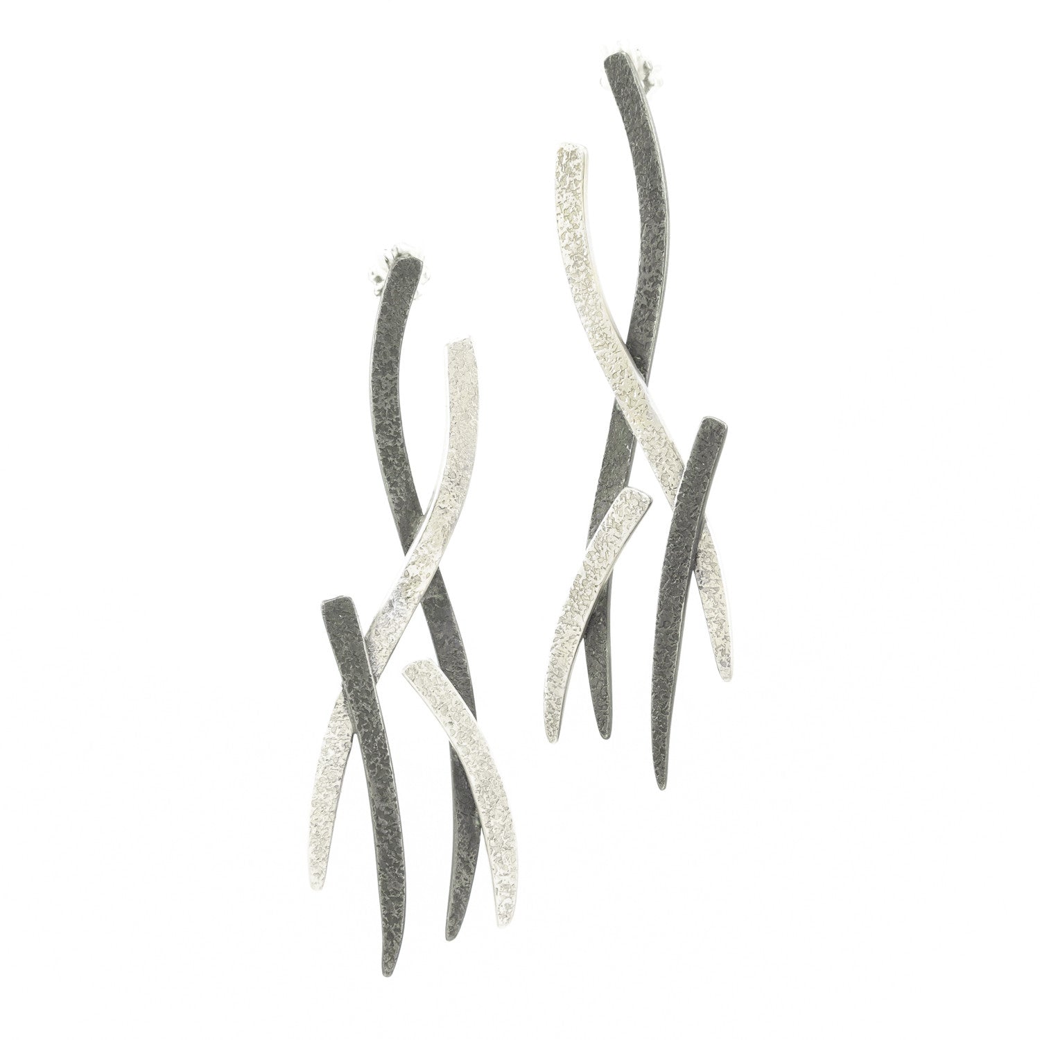 14K Gold & Sterling Silver Woven Earrings - Hozoni Designs