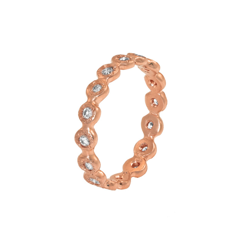 Women's 14K Gold Droplet Eternity Band with White Diamonds