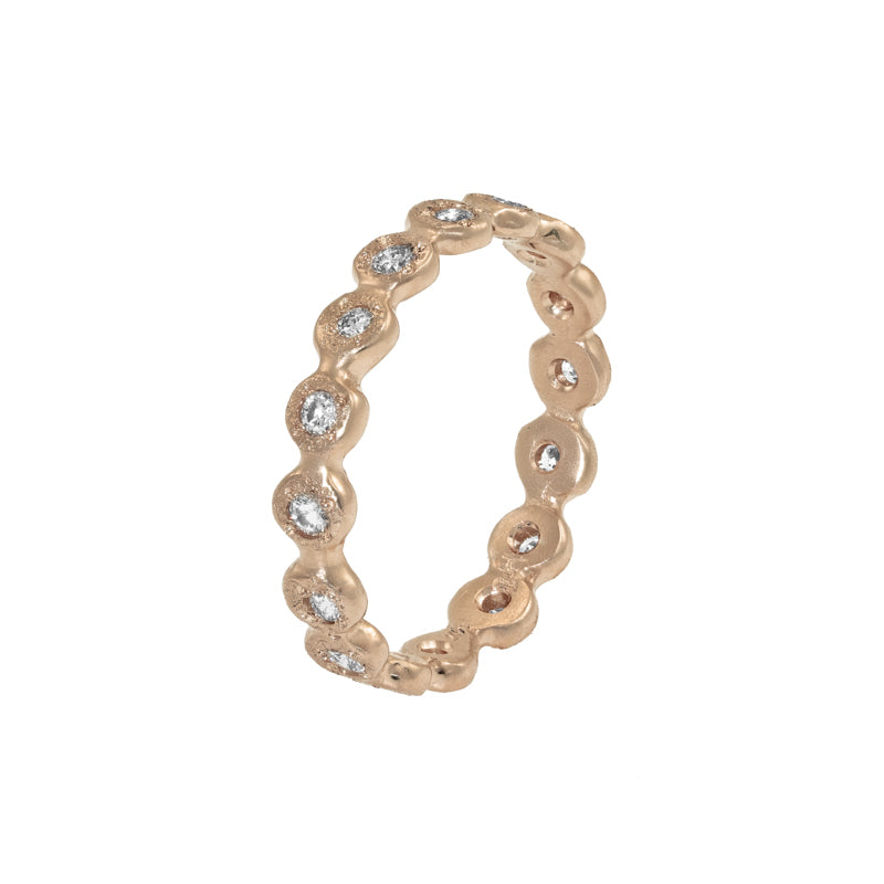 Women's 14K Gold Droplet Eternity Band with White Diamonds