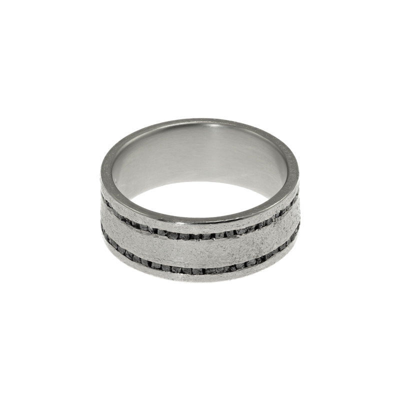 14K Gold Raw Black Diamond Pinstripe Band - Hozoni Designs