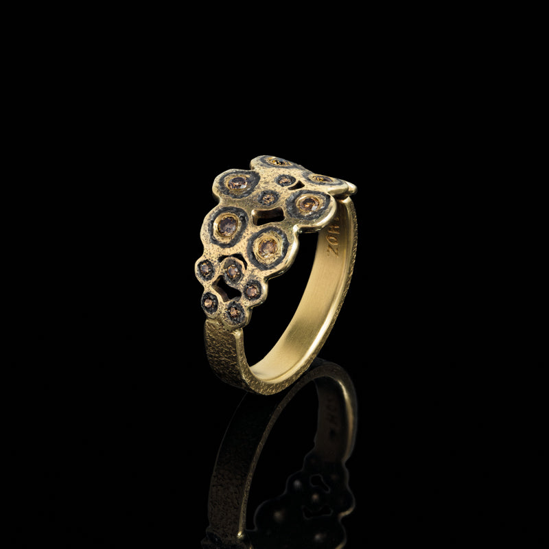 14K Gold &amp; Sterling Silver Leopard Ring with Brown Diamonds - Hozoni Designs