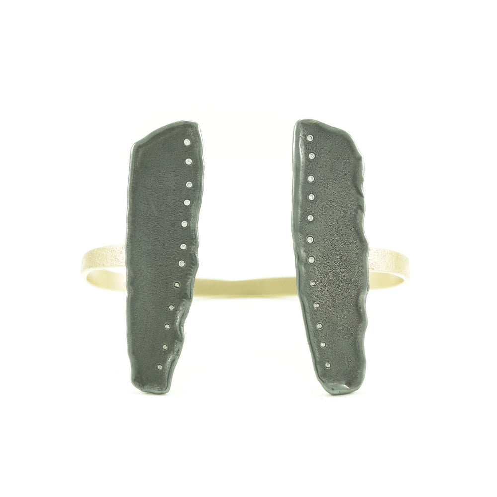 14K Gold and Sterling Silver Wing Cuff Bracelet - Hozoni Designs