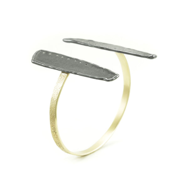 14K Gold and Sterling Silver Wing Cuff Bracelet - Hozoni Designs