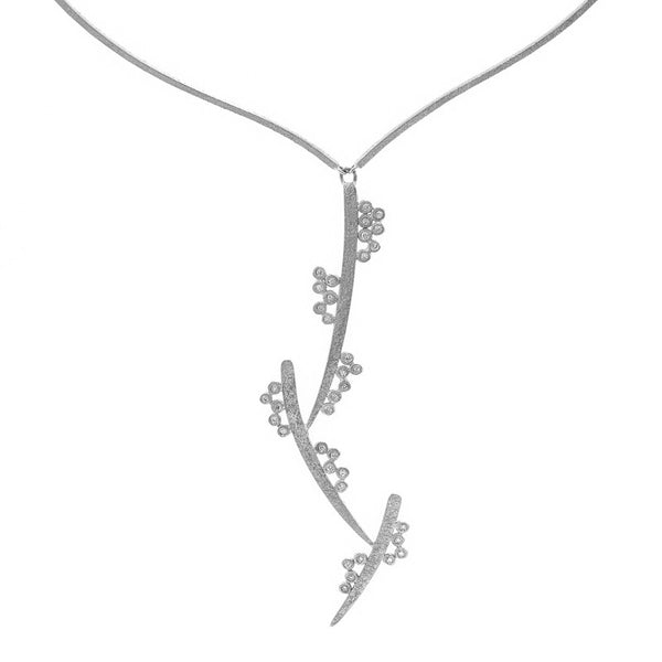 14K White Gold and Diamond Woven Cluster Necklace - Hozoni Designs