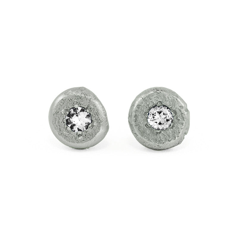 14K Gold Button Stud Earrings - Various Gemstones - Hozoni Designs