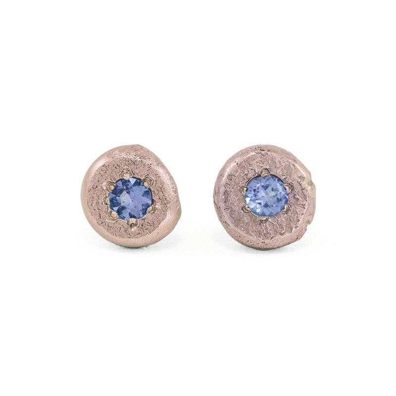 14K Gold Button Stud Earrings - Various Gemstones - Hozoni Designs