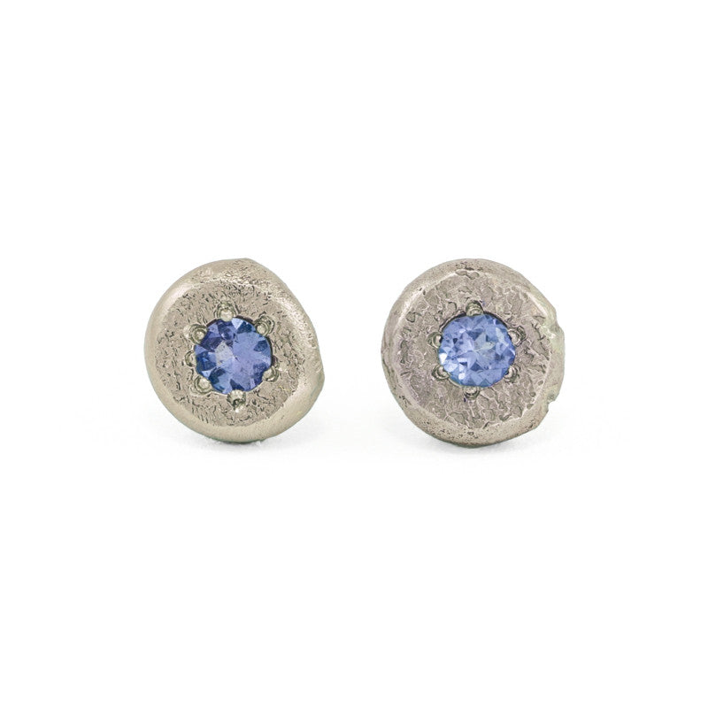 14K Gold Button Stud Earrings - Various Gemstones - Hozoni Designs