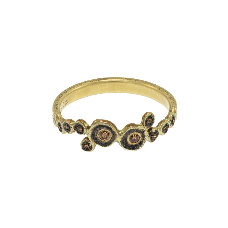 14K Gold & Sterling Silver Small Leopard Ring With Brown Diamonds - Hozoni Designs
