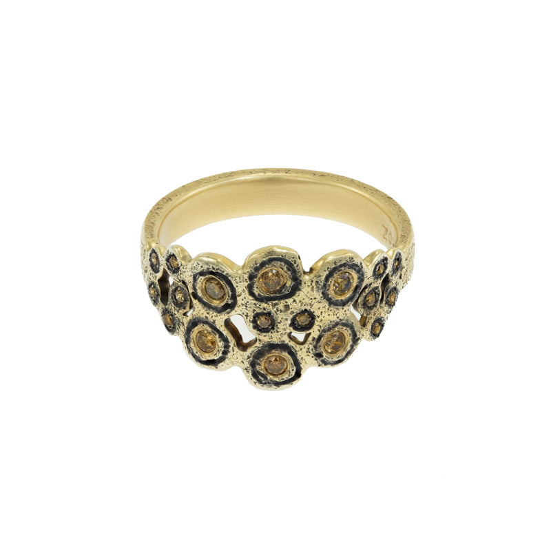 14K Gold &amp; Sterling Silver Leopard Ring with Brown Diamonds - Hozoni Designs