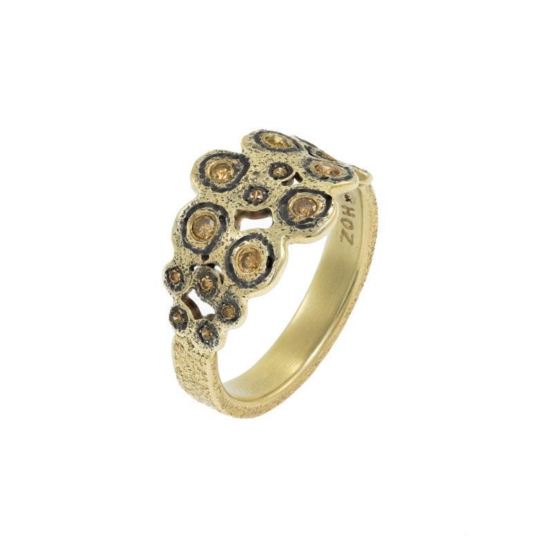 14K Gold & Sterling Silver Leopard Ring with Brown Diamonds - Hozoni Designs