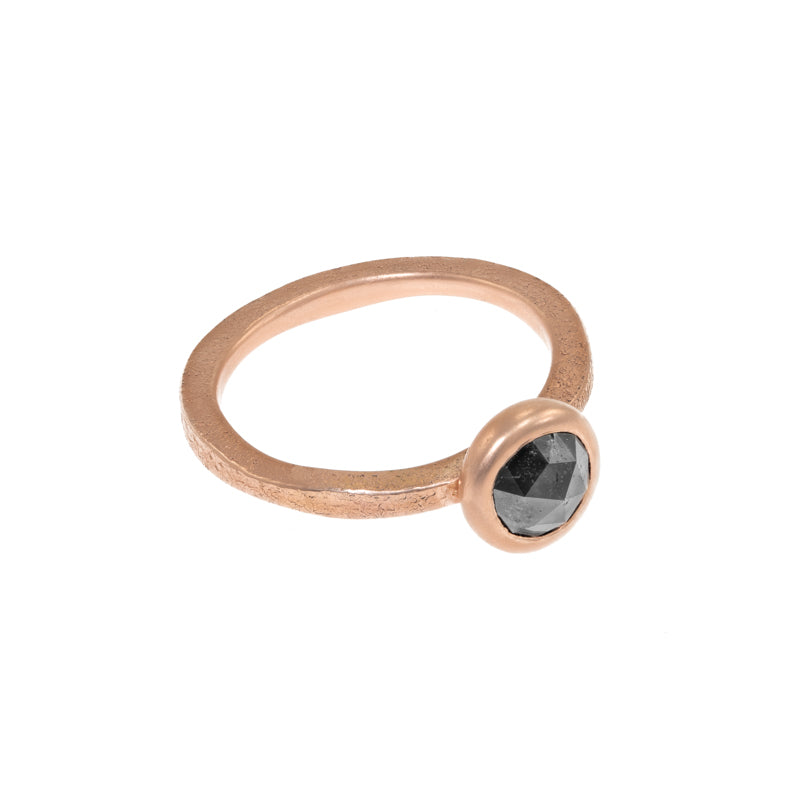 Women's 14K Rose Gold Rustic Grey Diamond Ring - Hozoni Designs