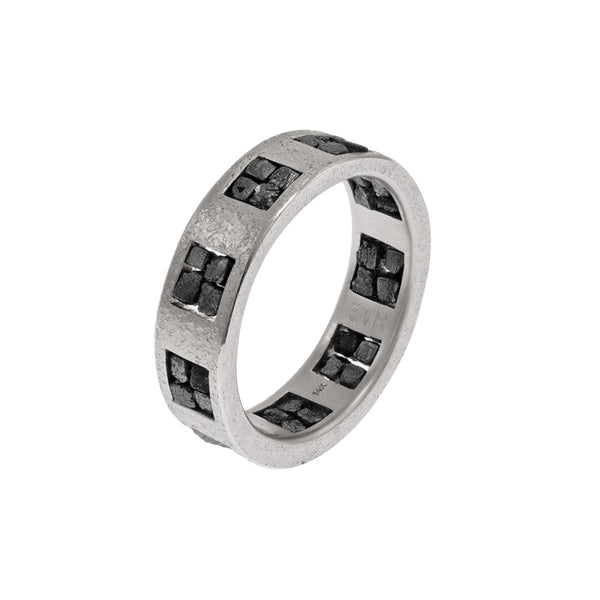 Men's 14K Gold Band with Raw Black Diamond Quads - Hozoni Designs