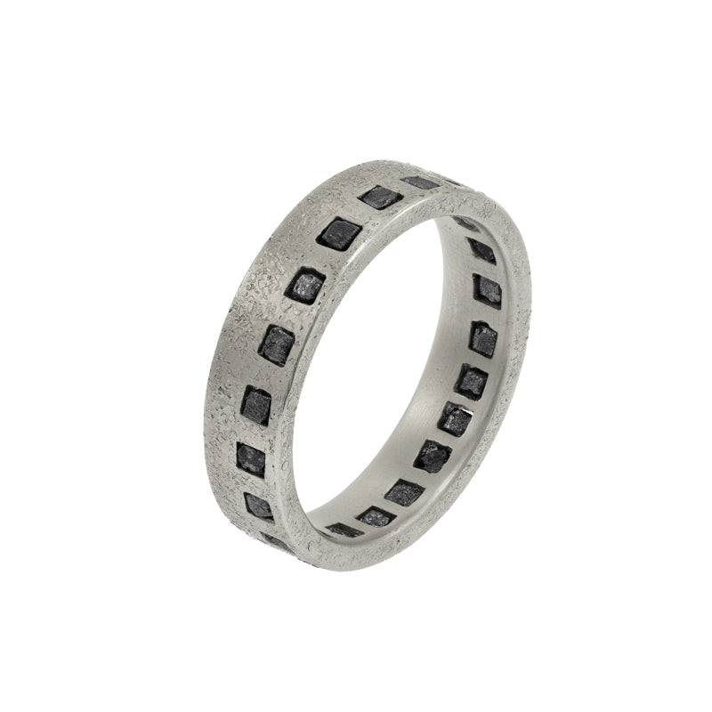 Men's 14K Gold Raw Black Diamond Eternity Band - Hozoni Designs