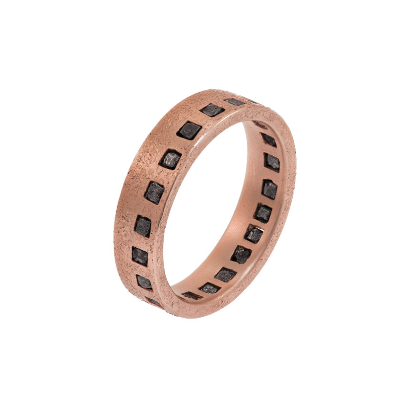 Men's 14K Gold Raw Black Diamond Eternity Band - Hozoni Designs