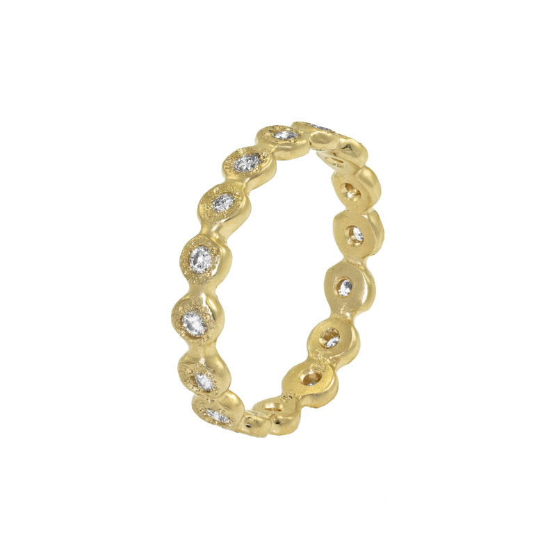 Women's 14K Gold Droplet Eternity Band with White Diamonds - Hozoni Designs