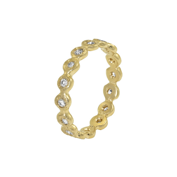 Women's 14K Gold Droplet Eternity Band with White Diamonds - Hozoni Designs