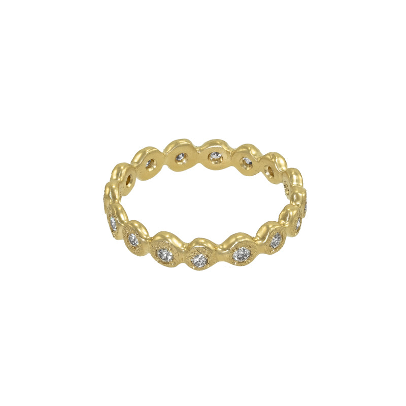 Women's 14K Gold Droplet Eternity Band with White Diamonds - Hozoni Designs
