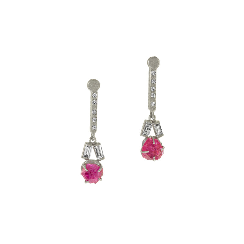 9ct White Diamond & Ruby Stud Earrings - Jewellery by Tony Strowger