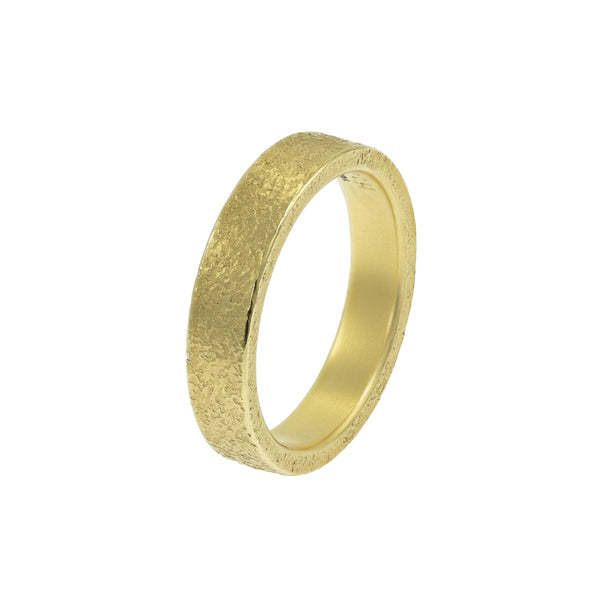 Men's 14K Gold Rustic Band, 4mm - Hozoni Designs