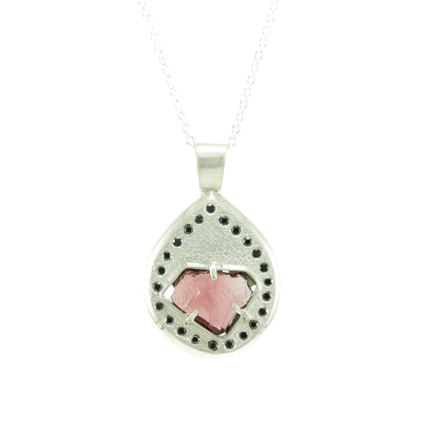 Rough Rhodolite Garnet and Black Diamond Necklace - Hozoni Designs